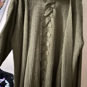 Open front knit cardigan with cris cross back